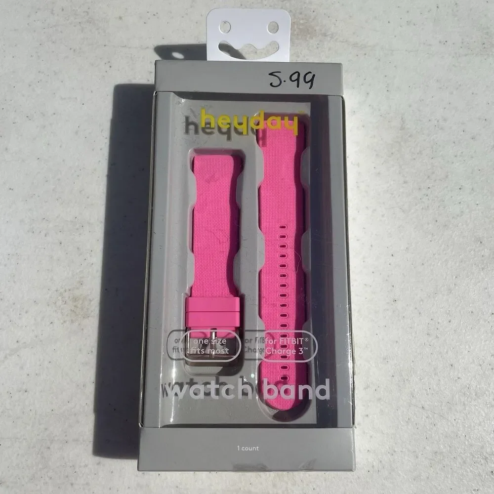 Heyday Watch Band For Fitbit Charge 3 Hot Pink Silicone Band women’s accessories